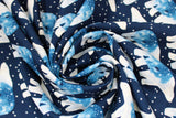 Swirled swatch Polar Bears fabric (navy fabric with small white stars/snow dots and white polar bears allover with blue sky look bottoms)
