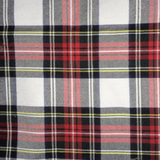 Square swatch white/black/red/yellow tartan plaid fabric