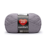 Ball of Red Heart Comfort (Shimmer) in grey/silver shimmer (grey yarn with silver metallic flecks)