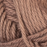 Red Heart soft yarn swatch in shade cocoa (light brown/taupe)