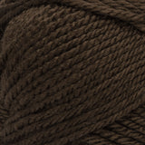 Red Heart soft yarn swatch in shade chocolate (dark brown)