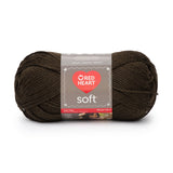 Ball of Red Heart soft yarn in chocolate (dark brown)