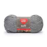 Ball of Red Heart soft yarn in light grey heather