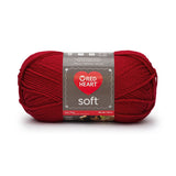 Ball of Red Heart soft yarn in really red (medium/dark red)
