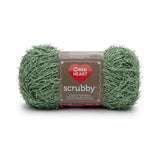 Ball of Red Heart Scrubby in shade green tea (muted green/grey)
