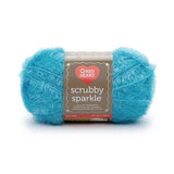 Ball of Red Heart Scrubby Sparkle in shade icepop (bright light blue)