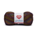 Ball of Red Heart Gemstone yarn in shade agate (faded dark twists: olive, purples, blue colourway)