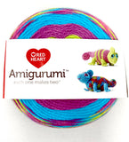 Amigurumi 4 colour yarn wheel (chameleons) green and pink for one, blue and multi for other