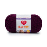Ball of Red Heart Heat Wave yarn in shade luggage (deep purple)