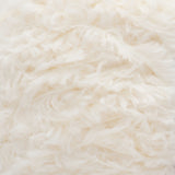 Swatch of Red Heart Hygge Fur textured yarn in cotton tail (white)