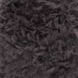 Swatch of Red Heart Hygge Fur textured yarn in smokey (dark brown)
