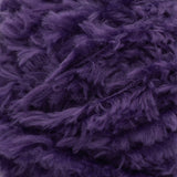 Swatch of Red Heart Hygge Fur textured yarn in royal purple
