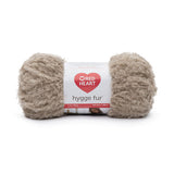 Ball of Red Heart Hygge Fur textured yarn in soft taupe