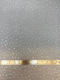 Flat swatch silver foil stars printed fabric on grey