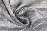 Swirled swatch multi grey knit fabric (grey knit look fabric with light and dark grey stripes)
