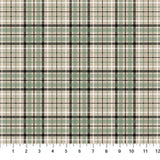 Flat swatch Plaid Natural fabric (beige fabric with white black and green plaid lines)