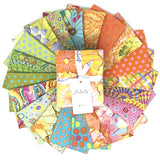 Fat Quarter bundle in shade Parakeet (assorted print yellow and pale green fabric precuts)