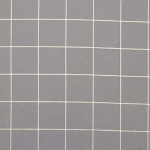 Swatch of grey flannel grid printed fabric