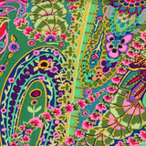 Swatch of paisley jungle printed fabric in green