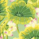 Swatch of lake blossoms floral printed fabric in green