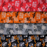 Group swatch of assorted Canadian custom motorcycles fabric in various colours