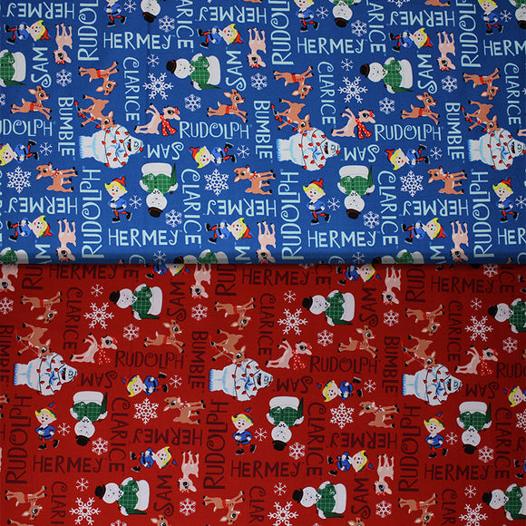 Group swatch Rudolph character names fabrics in various colours