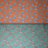 Group swatch assorted Dumbo Poses on Dots themed fabrics in various colours