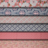 Group swatch With Love (floral) themed fabrics in various styles/colours