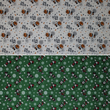 Group swatch Holiday Mickey themed fabrics in various styles/colours