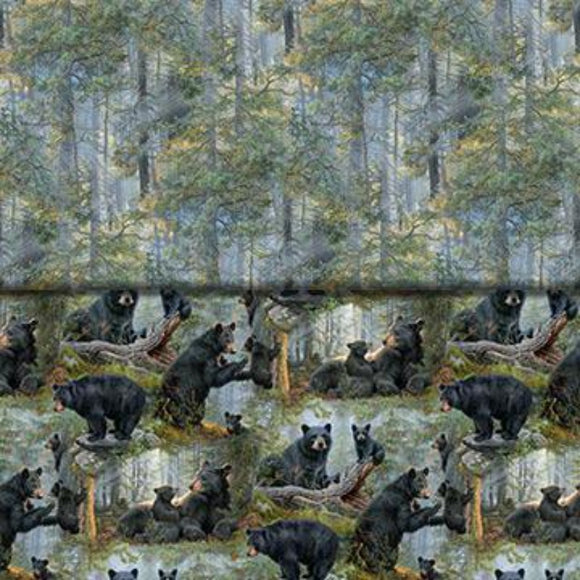Group swatch assorted Mama Bear themed fabrics in various styles/colours