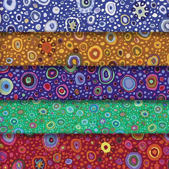 Group swatch multi-coloured Roman glass printed fabric in various colours