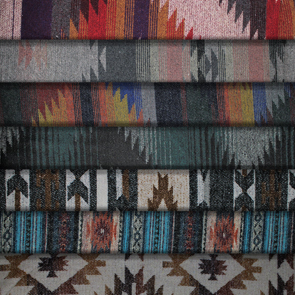 Group swatch southwest pattern printed fabrics in various colourways