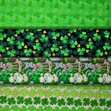Group swatch assorted Lucky (St. Patrick's Day) themed fabrics in various styles/colours