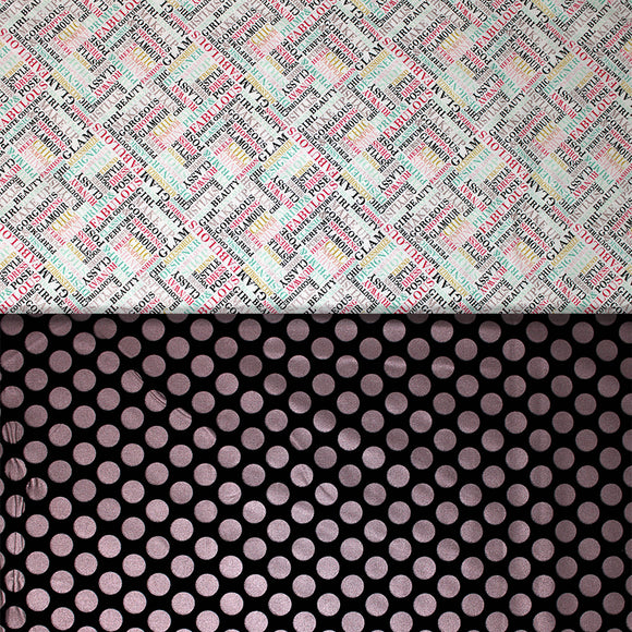 Group swatch glam themed fabrics in various styles