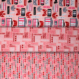 Group swatch Be My Player Two (video games) themed fabrics in various styles/colours