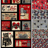 Group swatch No Ordinary Cats collection fabrics in various styles/colours