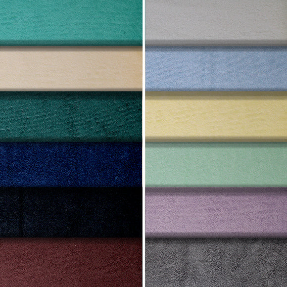 Group swatch assorted terry cloth solids in various colours