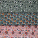 Group swatch assorted floral printed fabrics in a variety of colours and styles