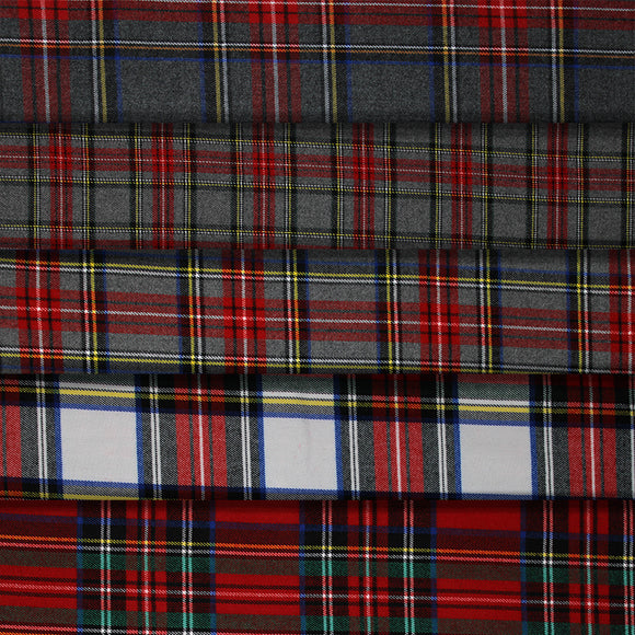 Group swatch red tartan plaids in various styles
