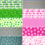 Group swatch assorted Celebrations themed fabrics in various styles/colours