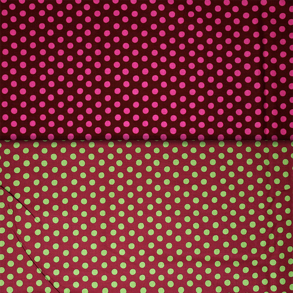 Group swatch assorted dots on burgundy fabrics