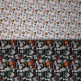 Square swatch halloween characters printed fabrics in various styles/colours