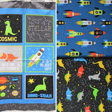 Group swatch Dino-Saur fabric collection in various styles/colours