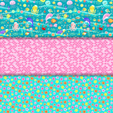 Group swatch assorted Enchanted Seas themed fabrics in various styles/colours