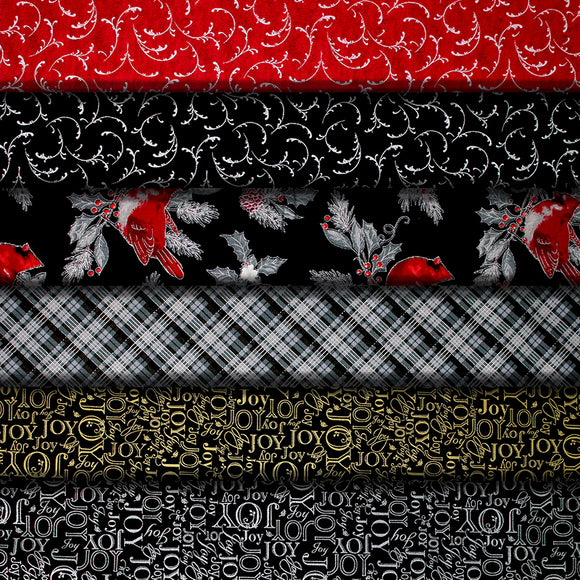 Group swatch assorted Winter Grandeur 9 fabrics in various styles/colours