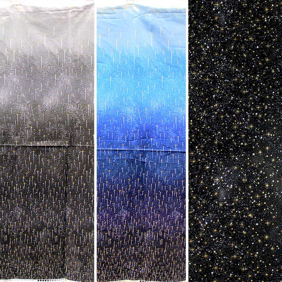 Group swatch cosmic skies themed fabrics in various styles/colours