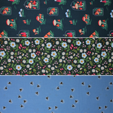 Group swatch assorted Garden & Globe themed fabrics in various styles/colours