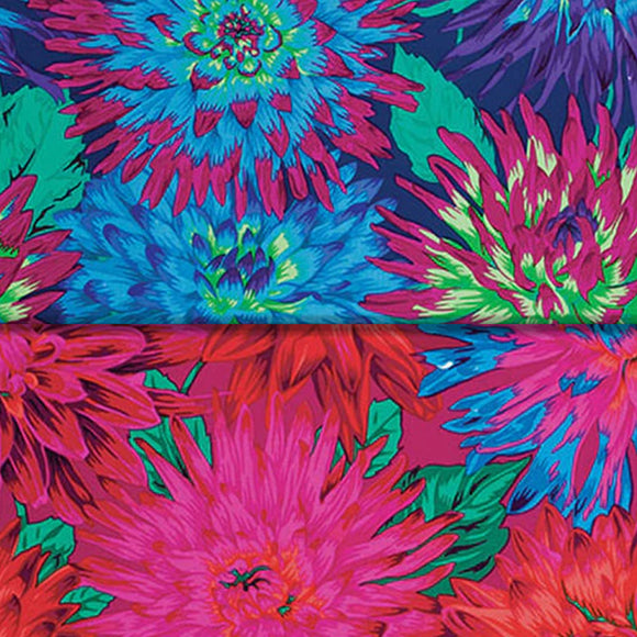 Group swatch cactus flower printed fabric in various colours