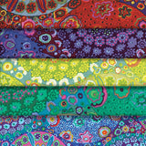 Group swatch millefiori printed fabric in various colours