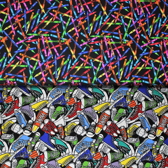 Group swatch school days themed fabrics in various styles/colours